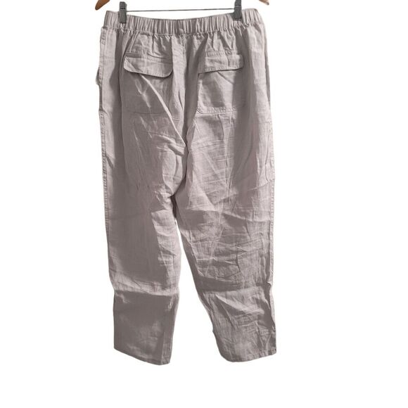 Nicole Miller Womens 100% Linen Pants Size‎ L Tan Straight Leg Summer Beachy - Picture 2 of 9